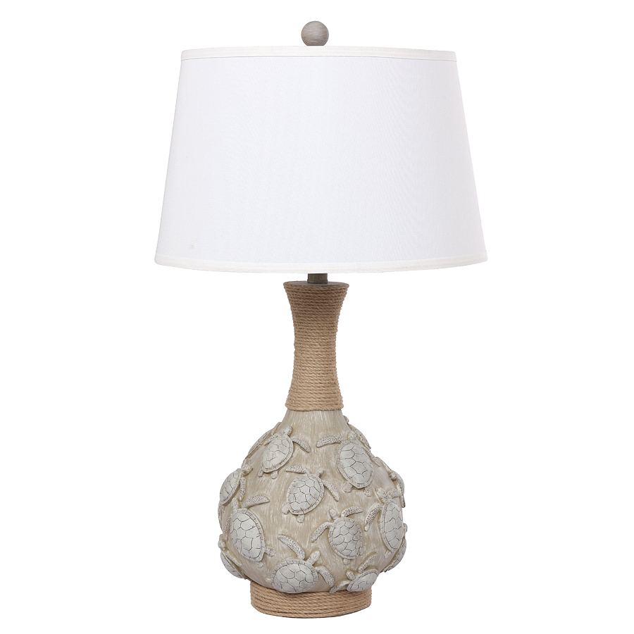 Turtle Table Lamp, Hard Round Shade