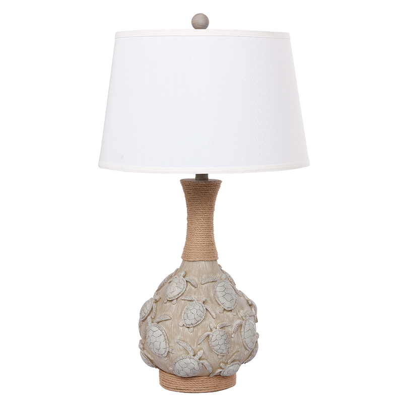 Turtle Table Lamp, Hard Round Shade