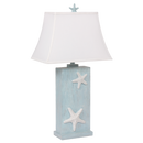 Starfish, Wood Table Lamp, Soft Rectangular Shade - Blue Wash