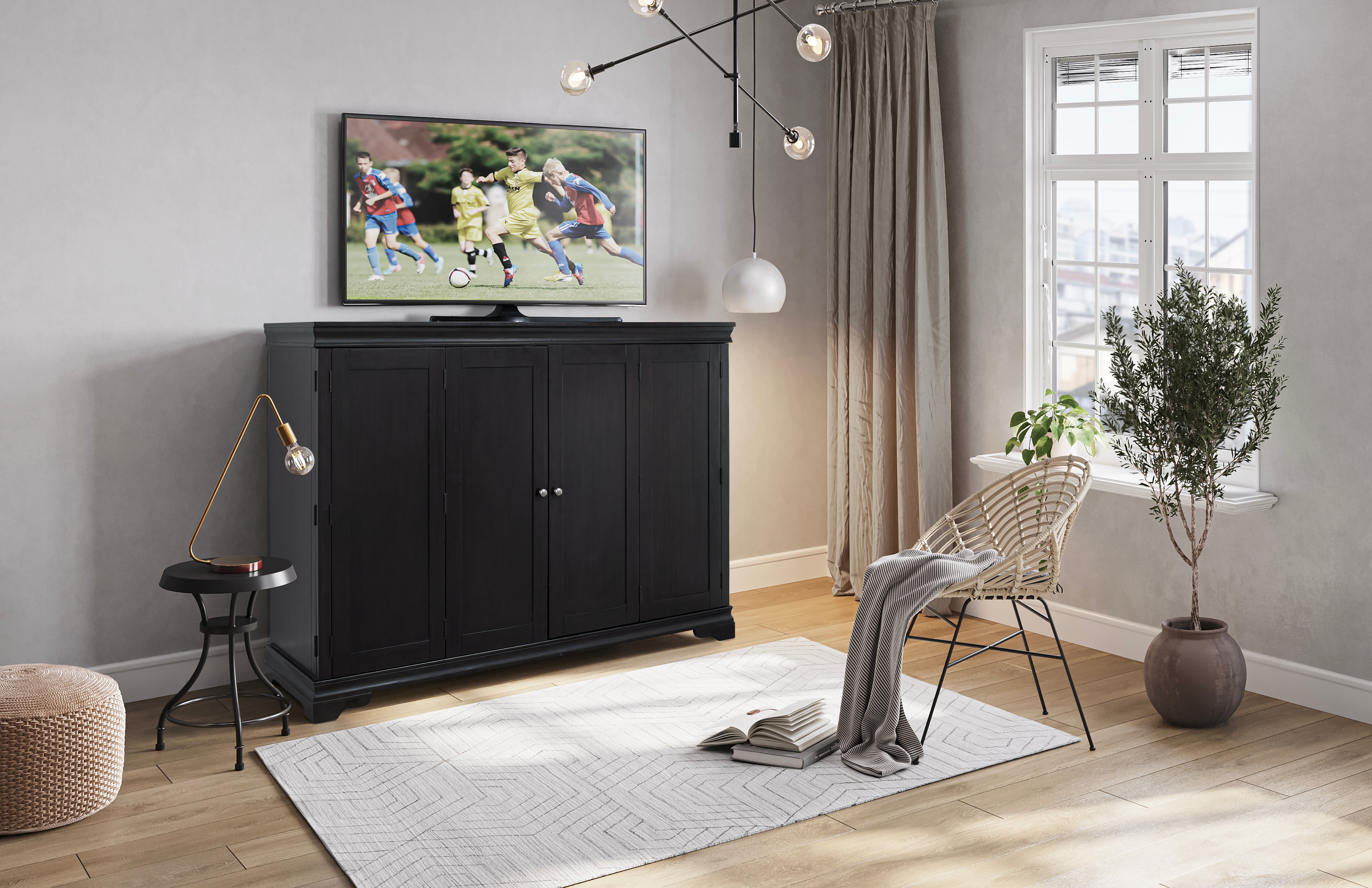 San Sebastian Cabinet Bed closed in a living room | Atlantic Fine Furniture, Melbourne FL