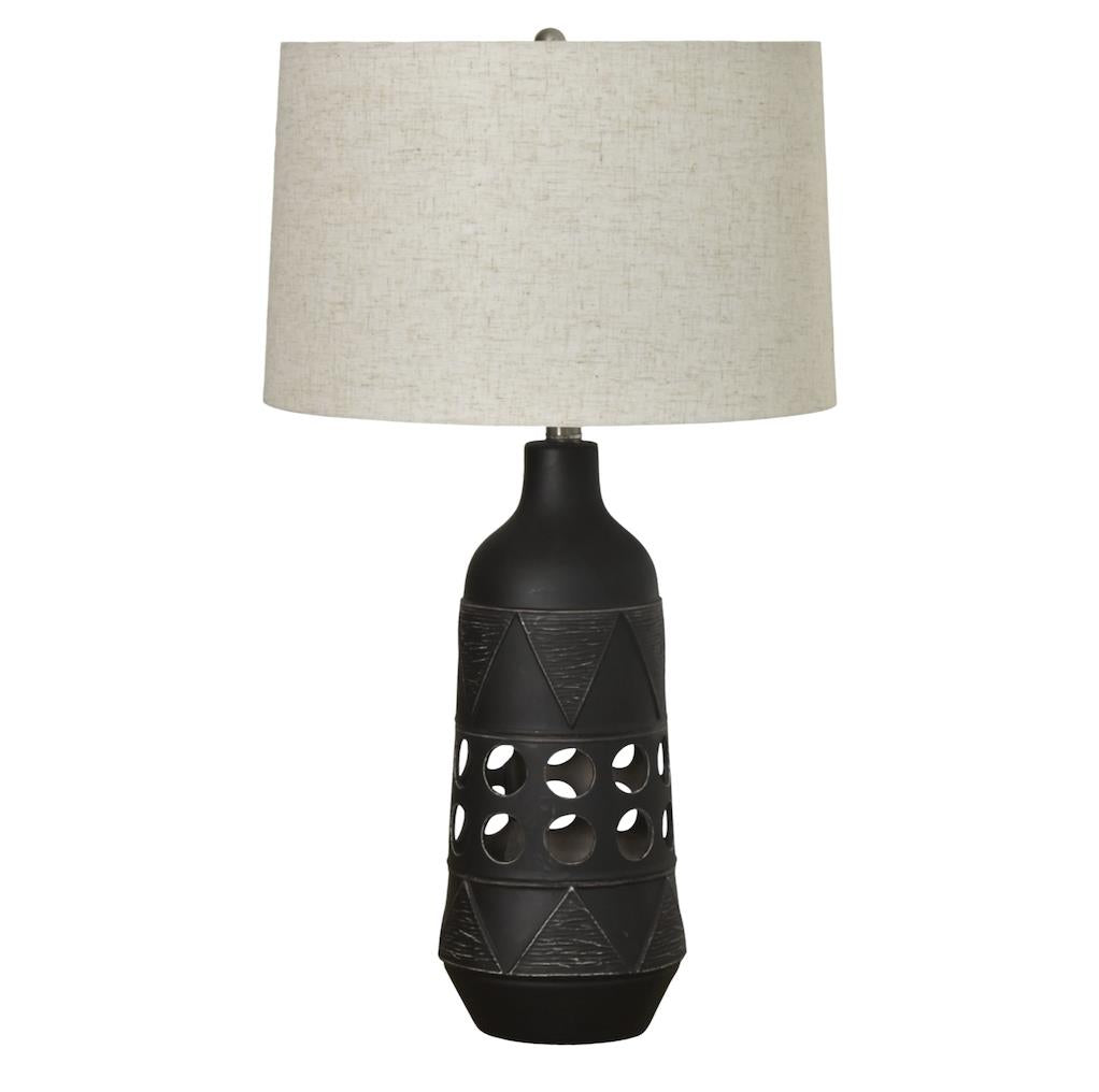 Glow, 28.5" ceramic table lamp w/ night light. Black finish, sold as 2pk