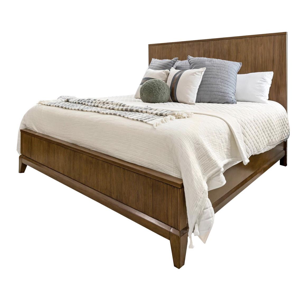 Manhattan Valley Queen Bed Complete. Mappa Burl and Vintage Chestnut Finish