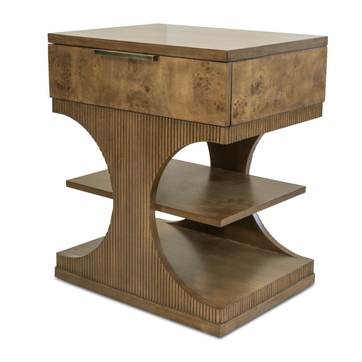 Manhattan Valley 1 Drawer Accent Nightstand. Mappa Burl and Vintage Chestnut Finish