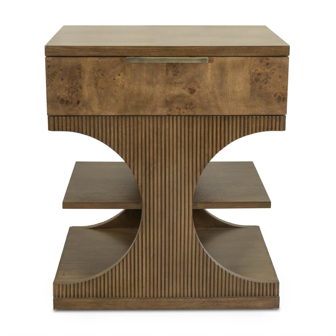 Manhattan Valley 1 Drawer Accent Nightstand. Mappa Burl and Vintage Chestnut Finish