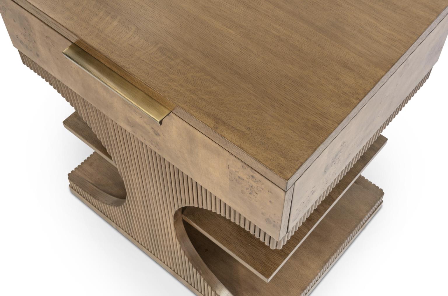 Manhattan Valley 1 Drawer Accent Nightstand. Mappa Burl and Vintage Chestnut Finish