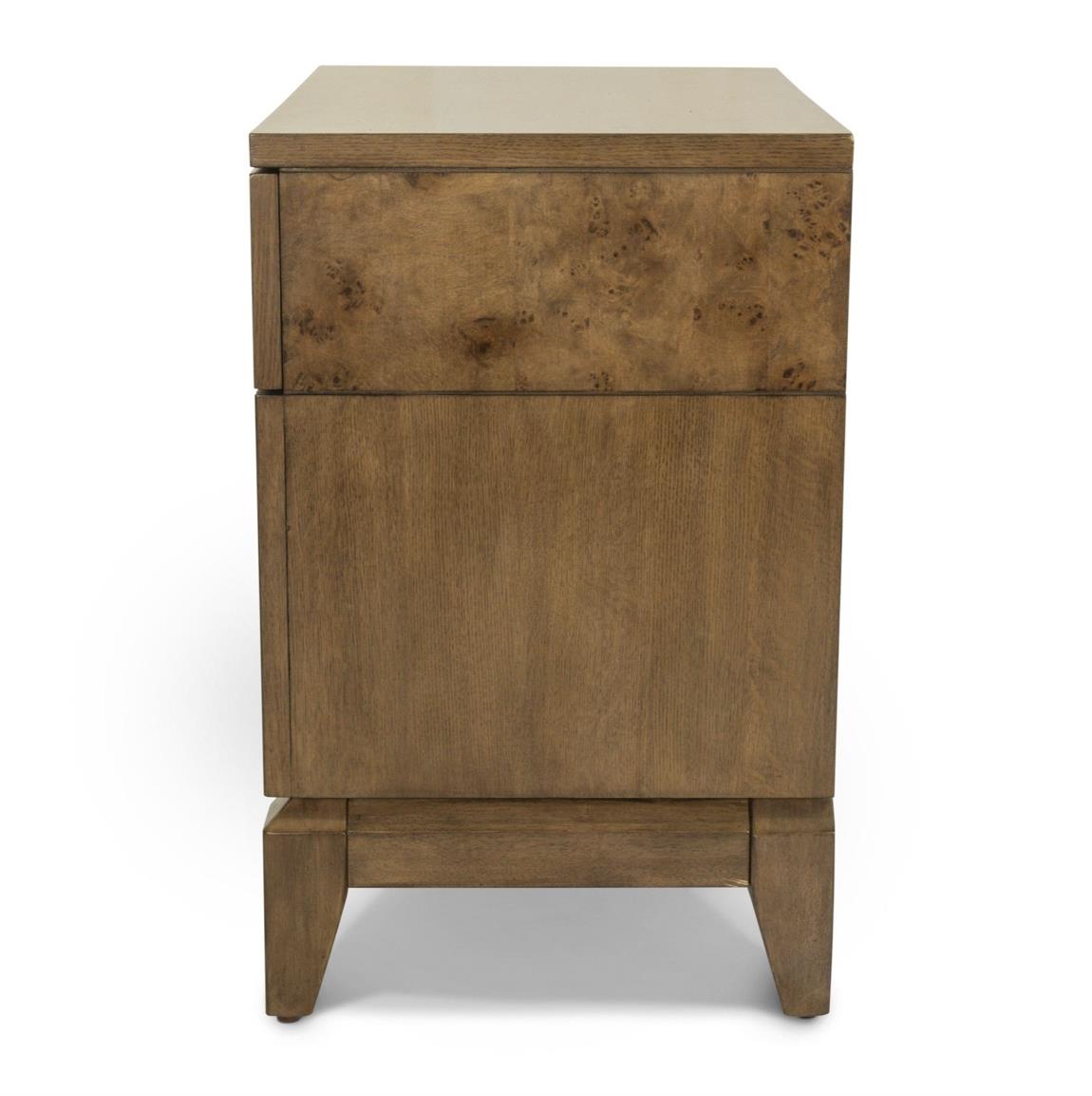Manhattan Valley 3 Drawer Nightstand w/ Power and USB A + C. Mappa Burl and Vintage Chestnut Finish