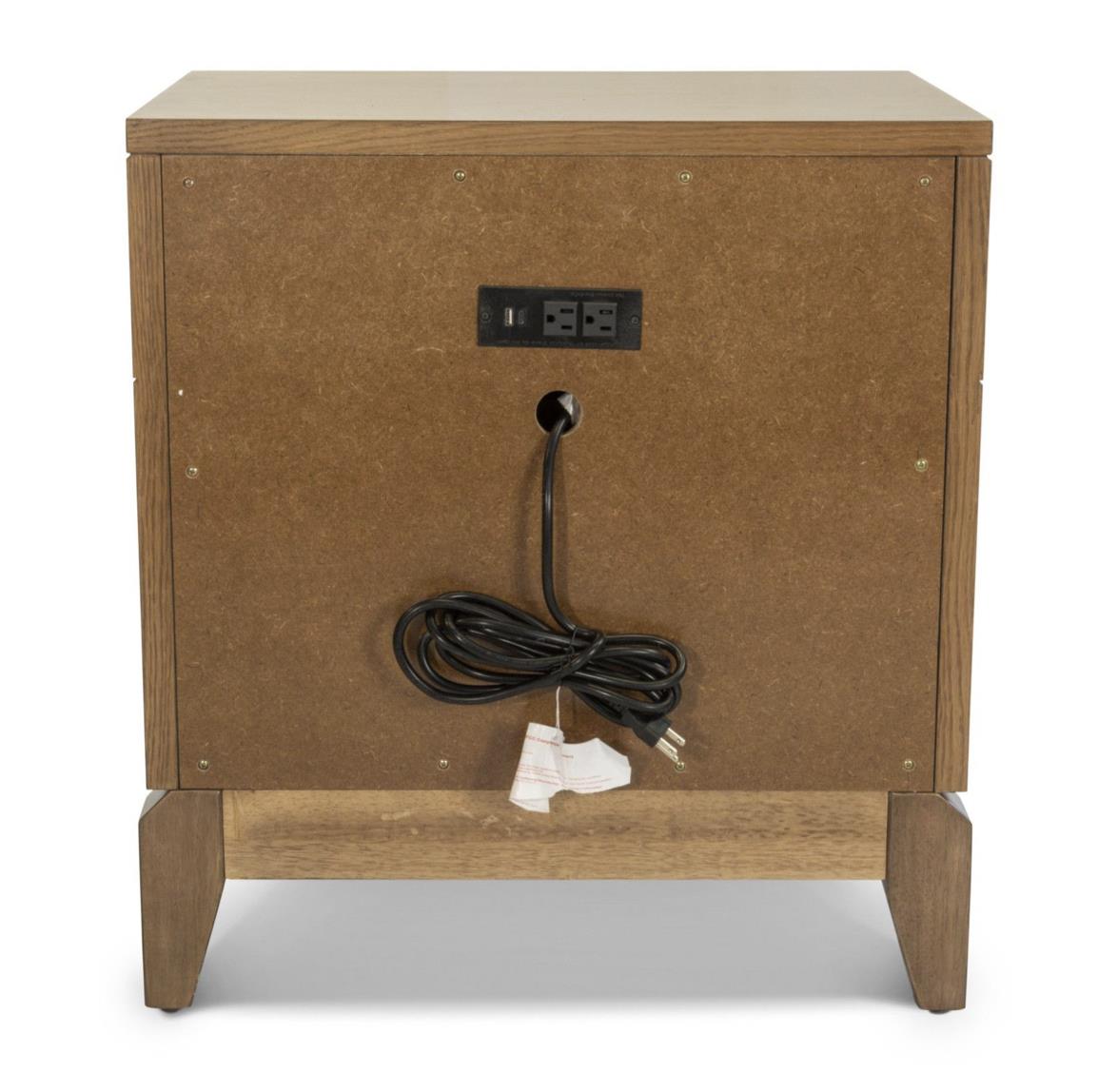 Manhattan Valley 3 Drawer Nightstand w/ Power and USB A + C. Mappa Burl and Vintage Chestnut Finish