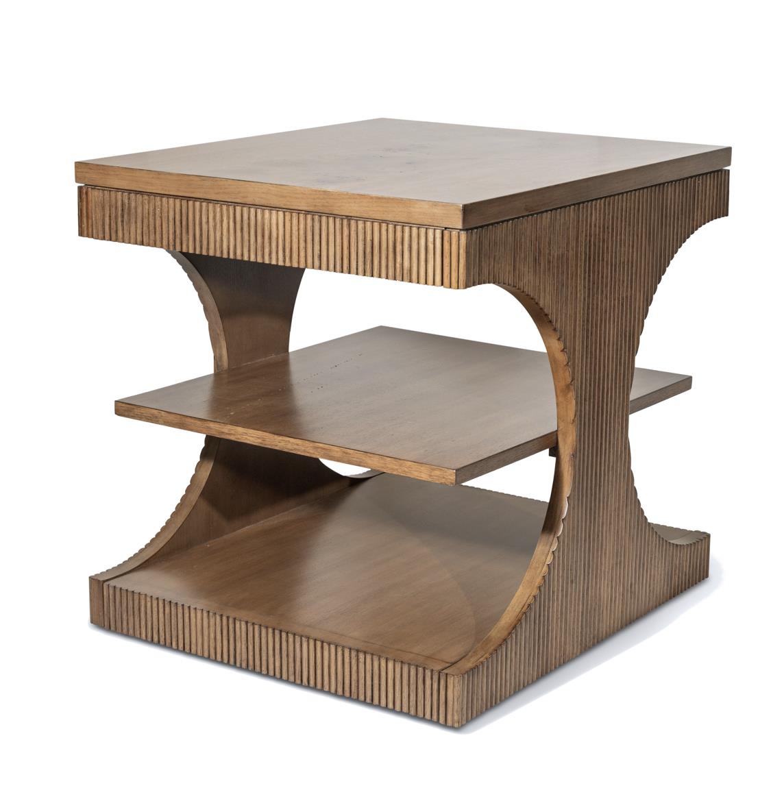 Manhattan Valley End Table. Mappa Burl and Vintage Chestnut Finish