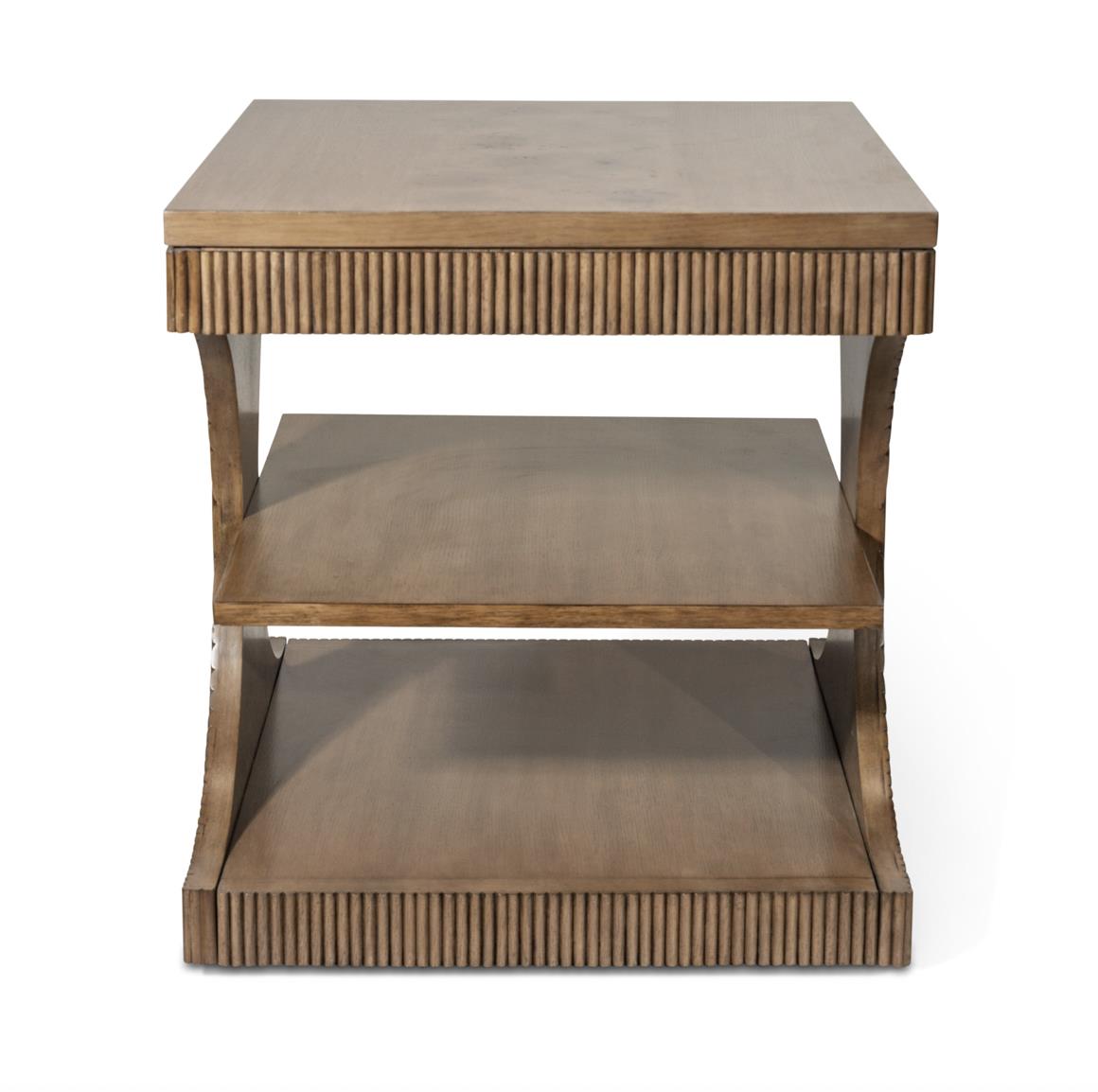 Manhattan Valley End Table. Mappa Burl and Vintage Chestnut Finish