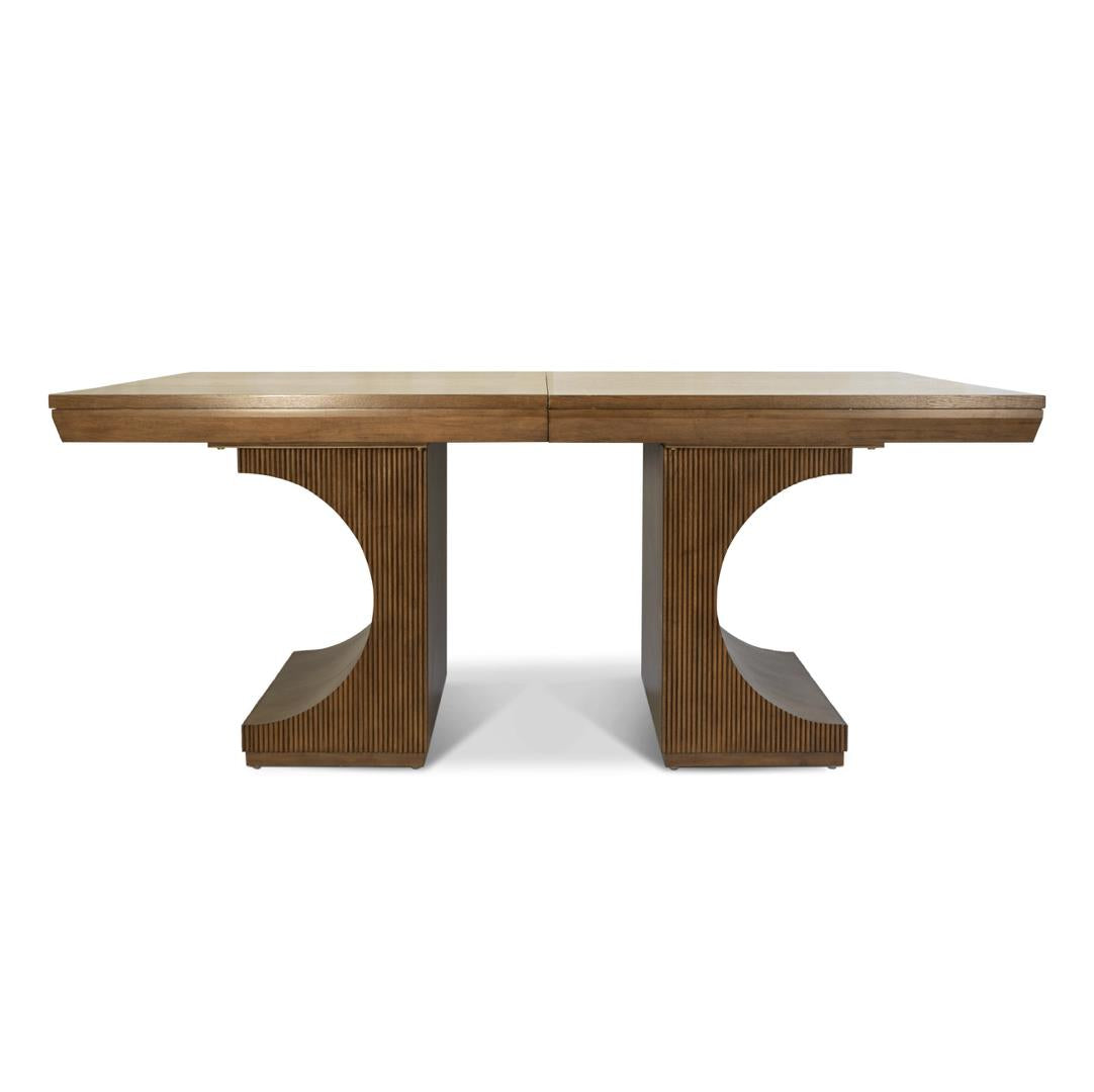 Manhattan Valley Double Pedastal Table Top. Mappa Burl and Vintage Chestnut Finish. Must order base for complete table