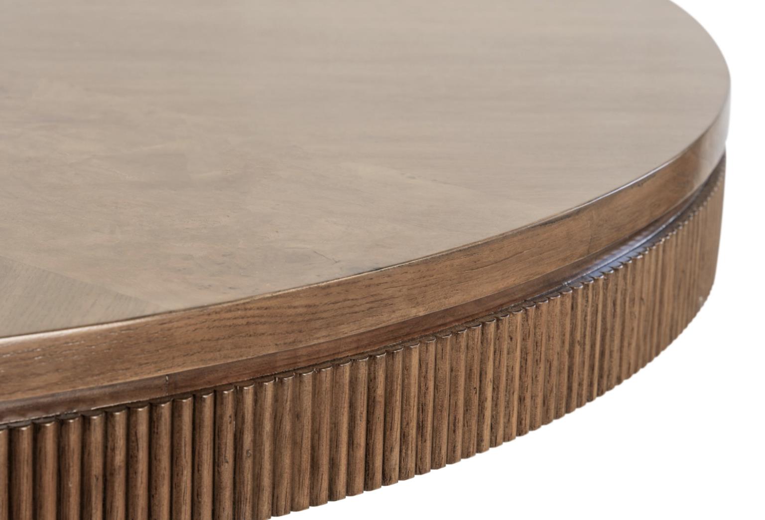 Manhattan Valley 50" Round Table. Mappa Burl and Vintage Chestnut Finish