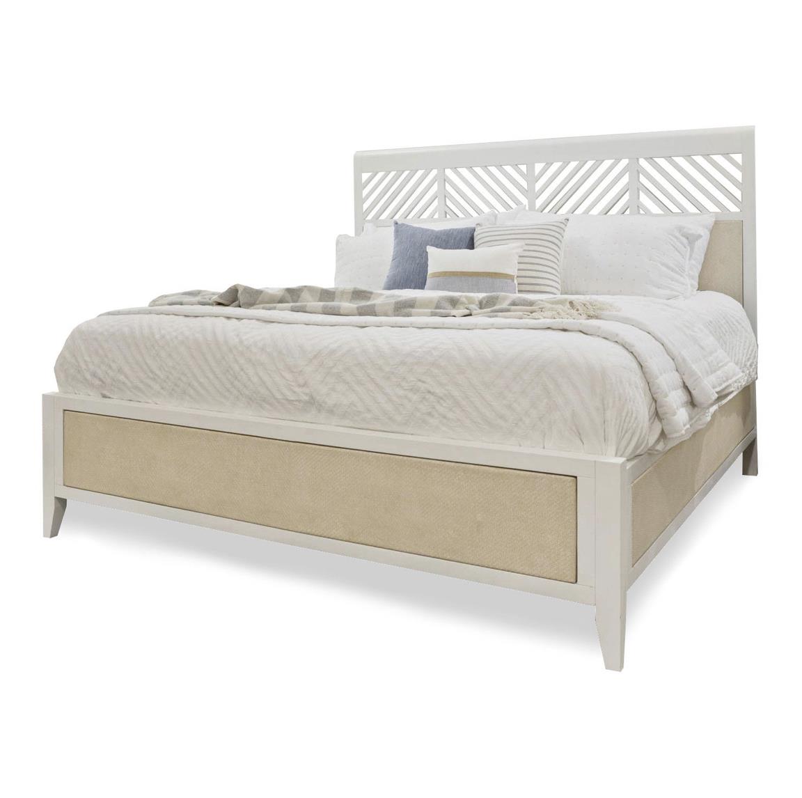 Miramar Queen Bed Complete. Sand and Stark White Finish