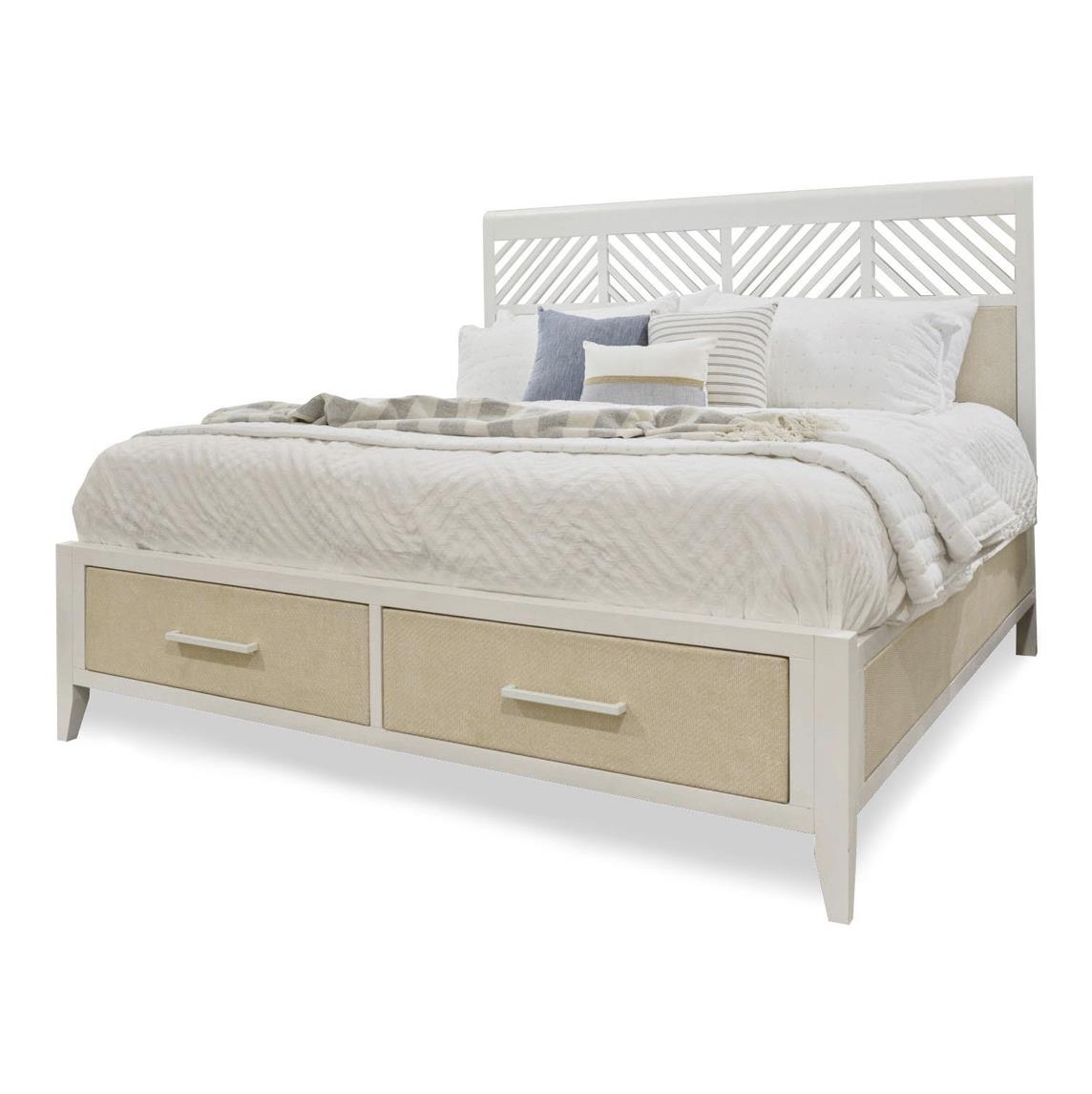 Miramar Queen / King Woven Storage Siderails. Sand and Stark White Finish