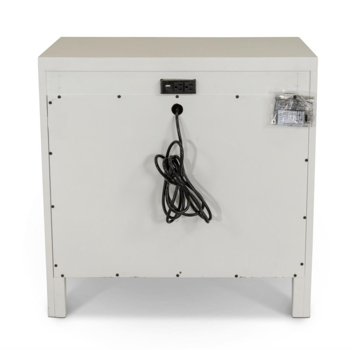 Miramar 3 Drawer Woven Nightstand w/ Power and USB A + C. Sand and Stark White Finish