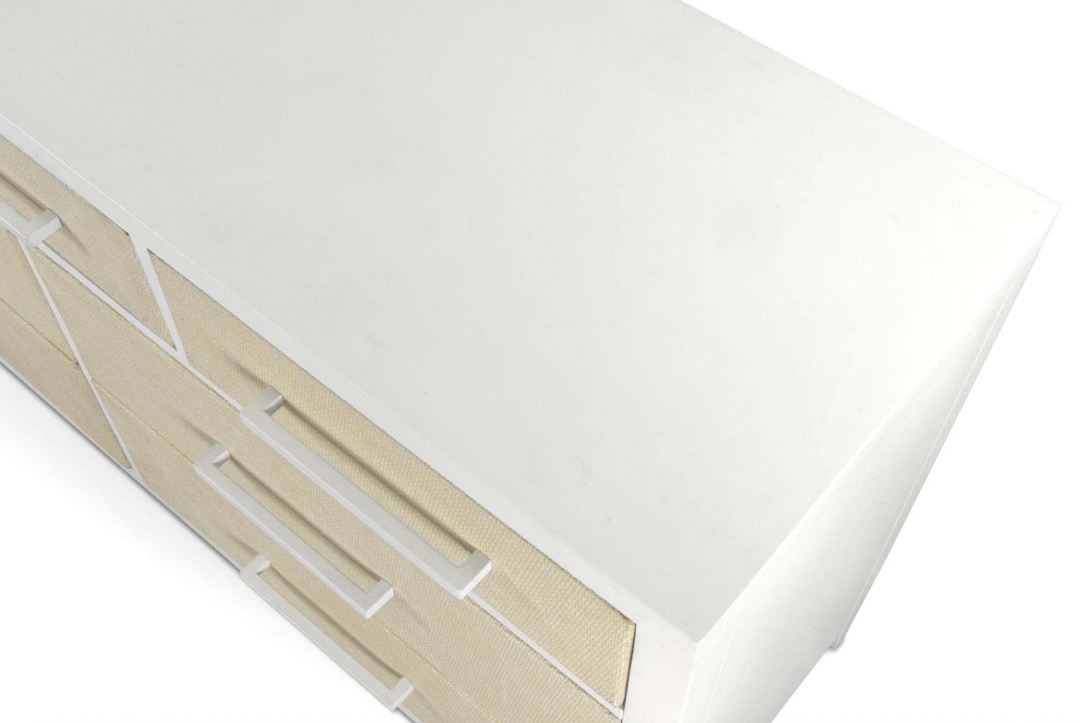 Miramar 7 Drawer Woven Dresser. Sand and Stark White Finish