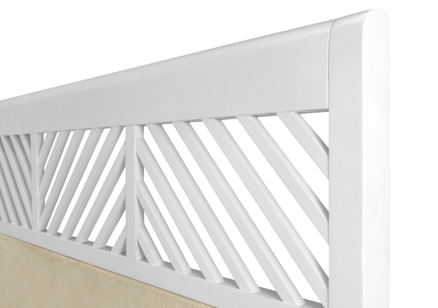 Miramar King Woven Headboard. Sand and Stark White Finish