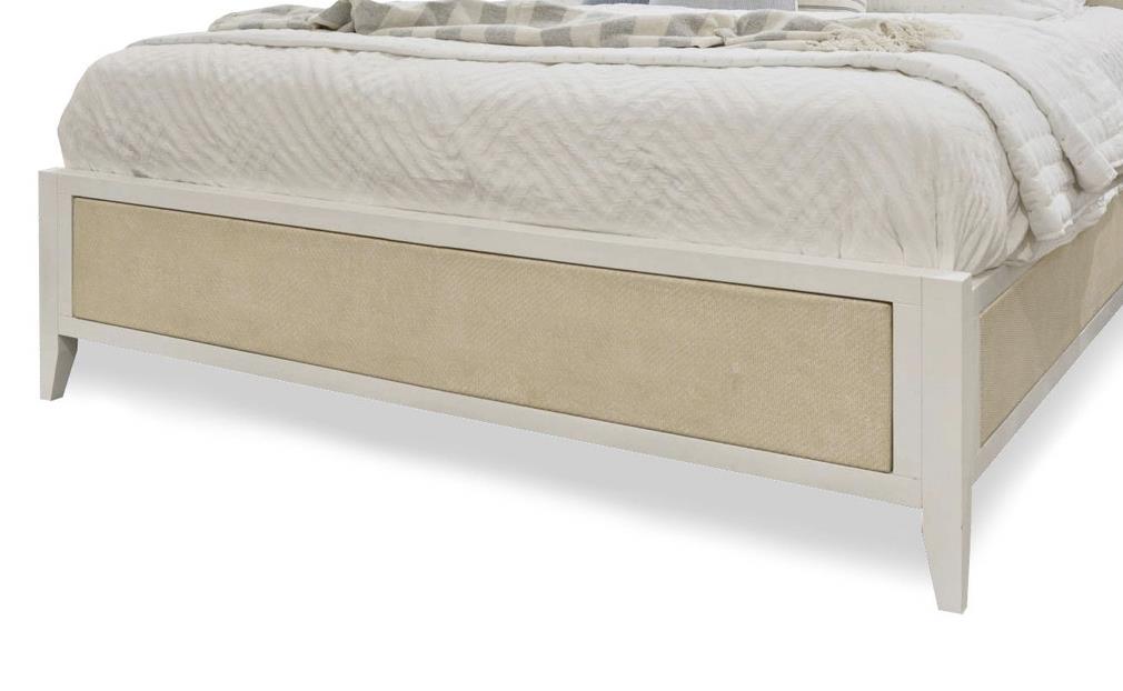 Miramar Queen Woven Footboard and Slats. Sand and Stark White Finish