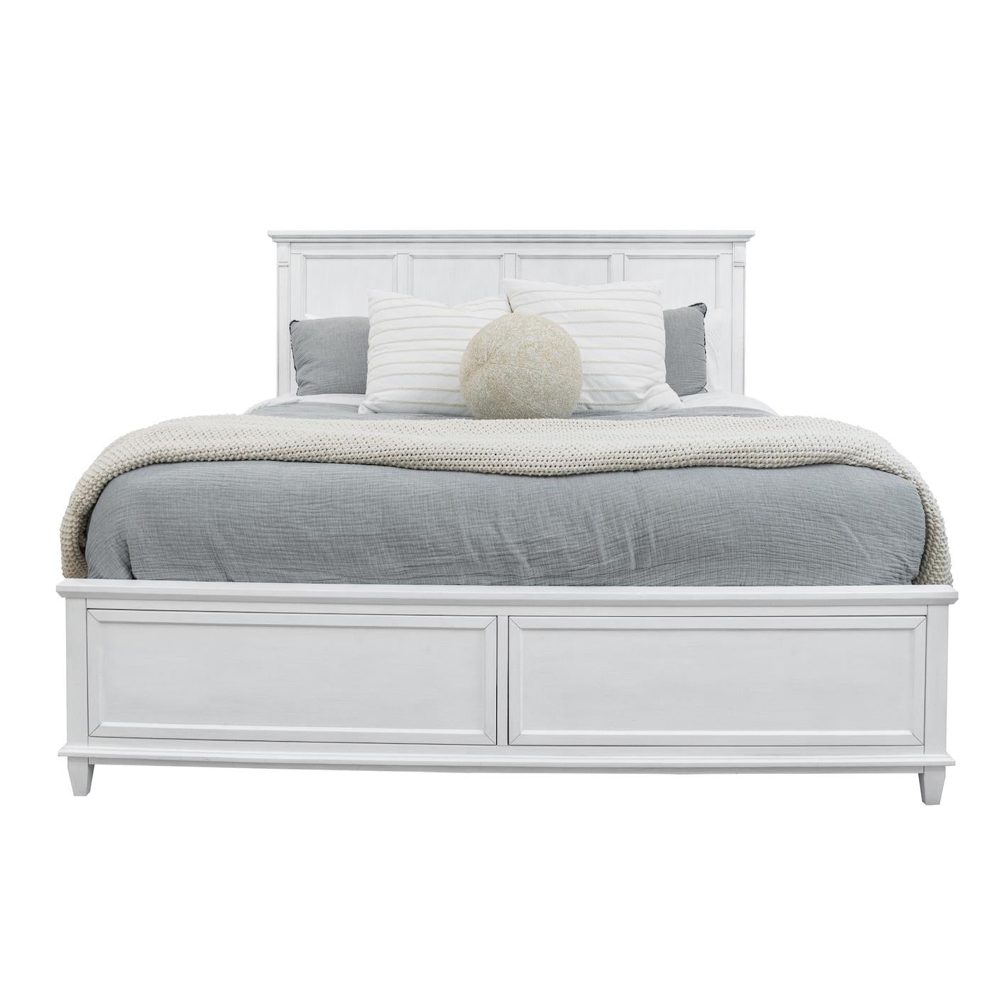 Point Breeze Queen / King Siderails. Fresh White Finish w/ Soft Grey Glaze