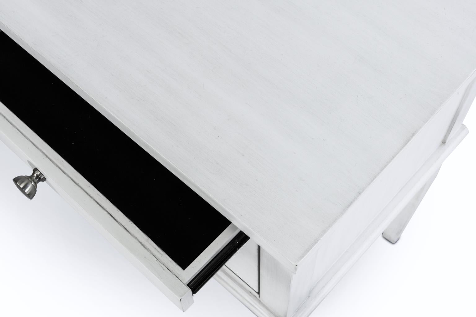 Point Breeze 1 Drawer Open Nightstand w/ Power and USB A + C. Fresh White Finish w/ Soft Grey Glaze