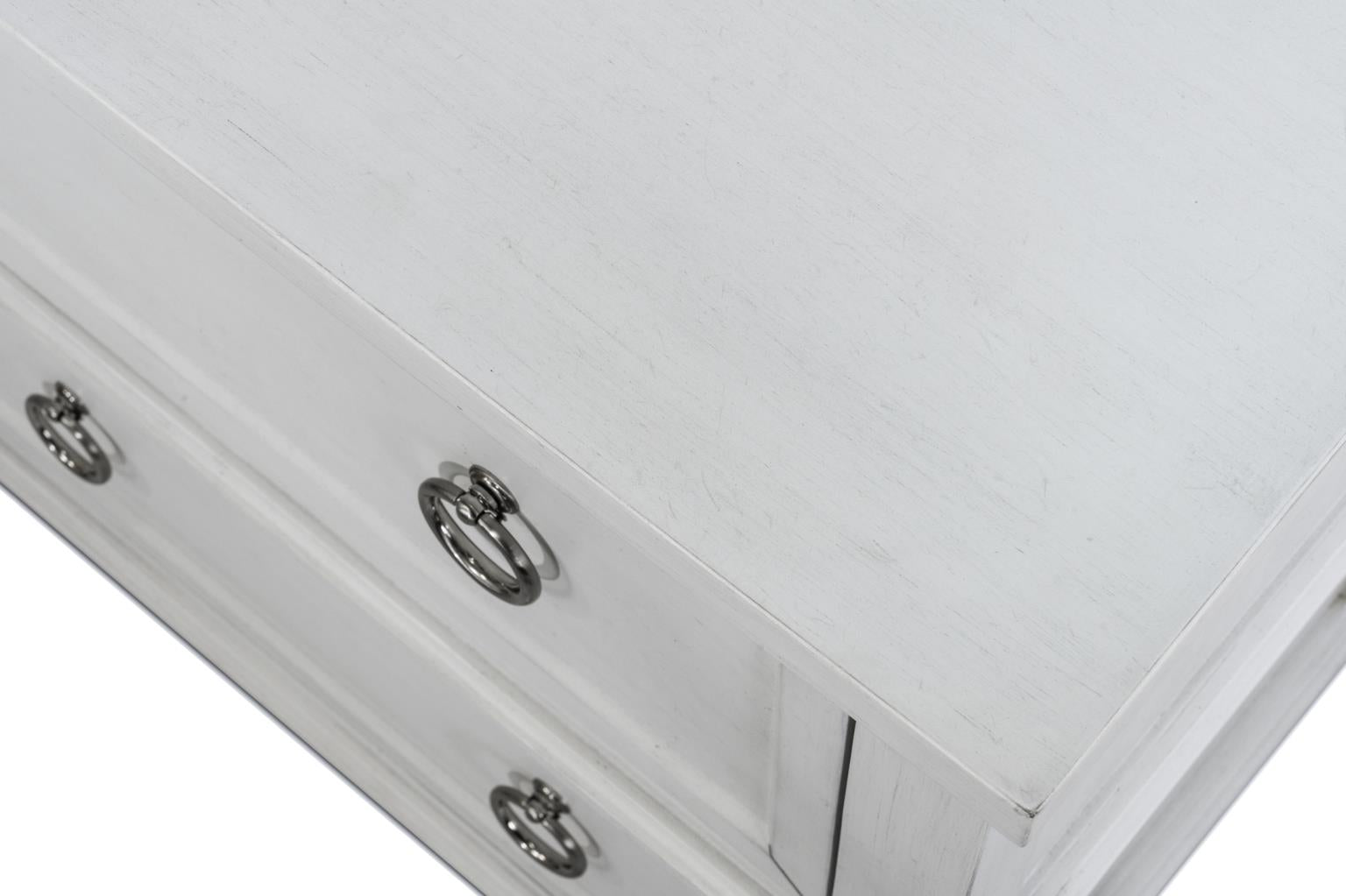 Point Breeze 2 Drawer Nightstand w/ Power and USB A + C. Fresh White Finish w/ Soft Grey Glaze