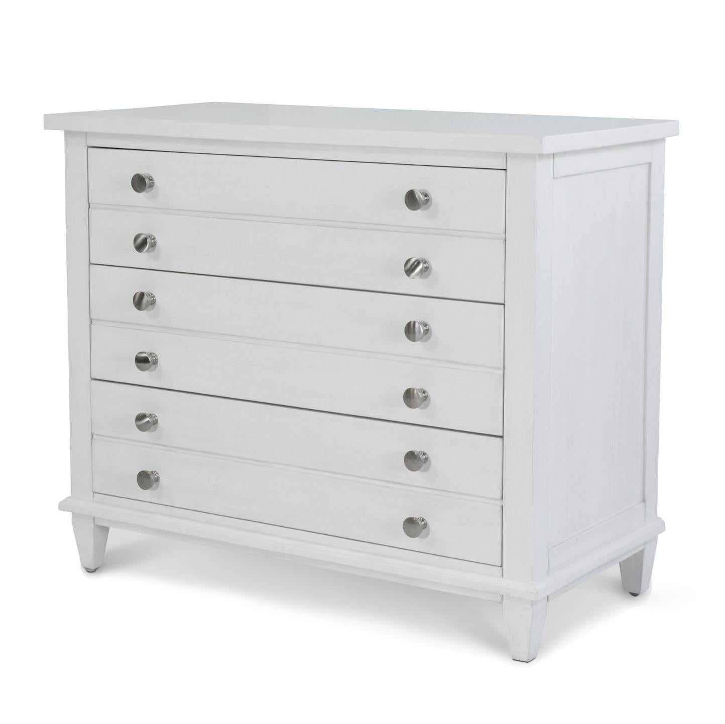 Point Breeze 3 Drawer Bachelor's Chest. Fresh White Finish w/ Soft Grey Glaze