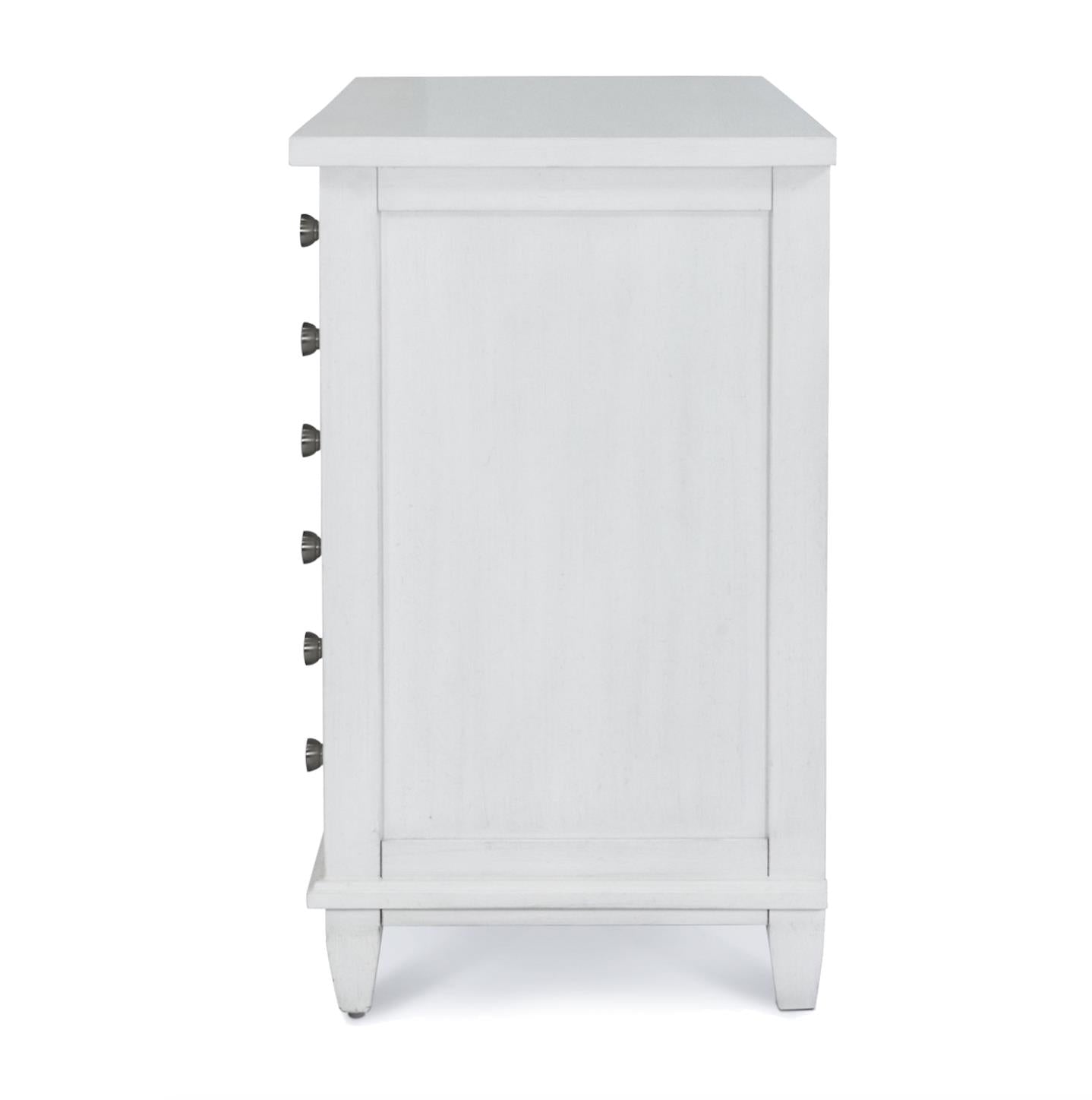 Point Breeze 3 Drawer Bachelor's Chest. Fresh White Finish w/ Soft Grey Glaze