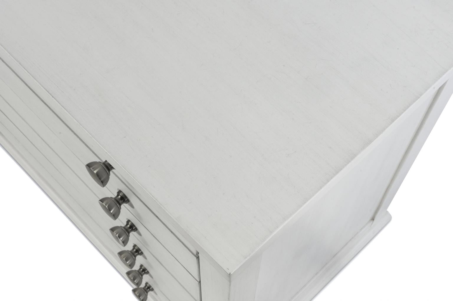 Point Breeze 3 Drawer Bachelor's Chest. Fresh White Finish w/ Soft Grey Glaze