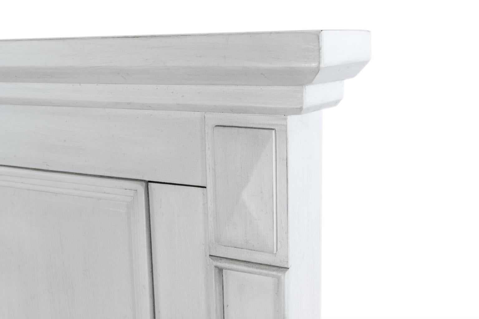 Point Breeze Queen Headboard. Fresh White Finish w/ Soft Grey Glaze