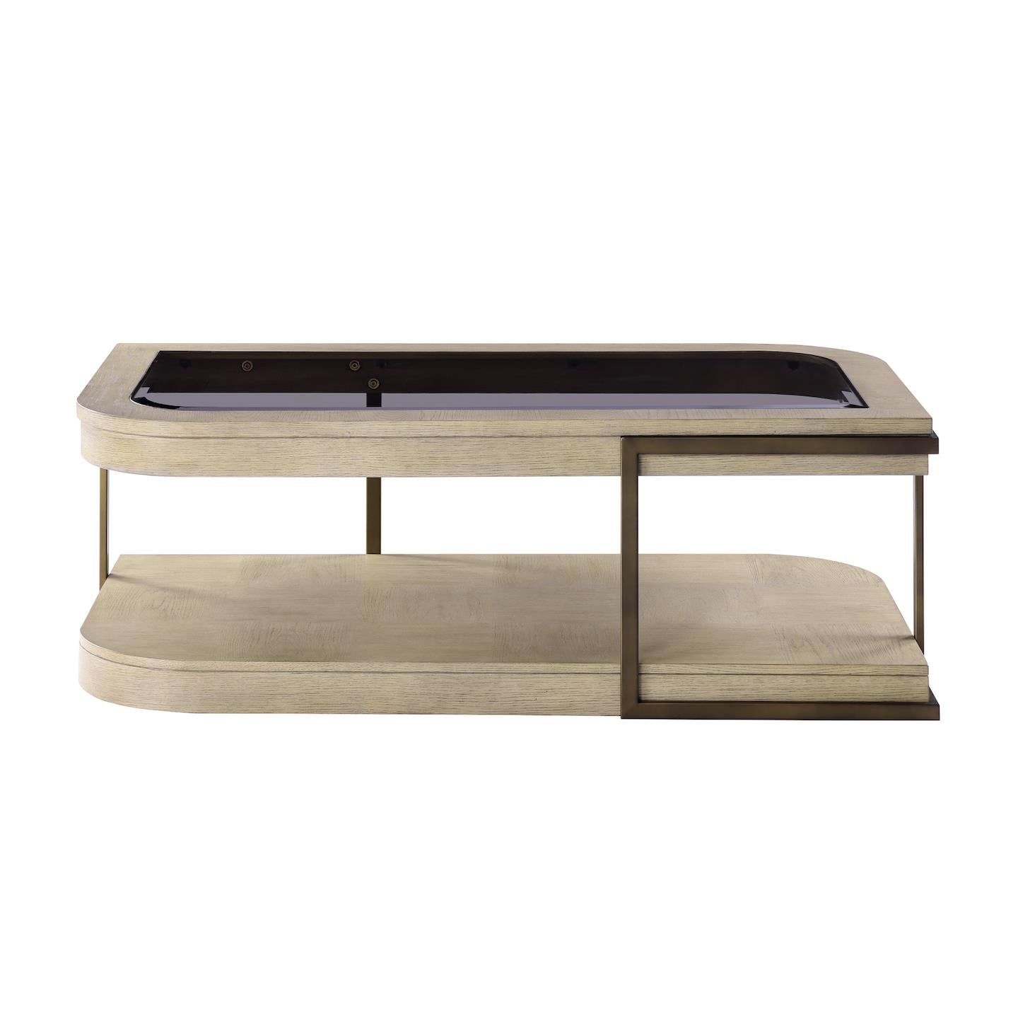 Rio Vista Cocktail Table w/ Casters. Muted Earth Tones and Clay Finish