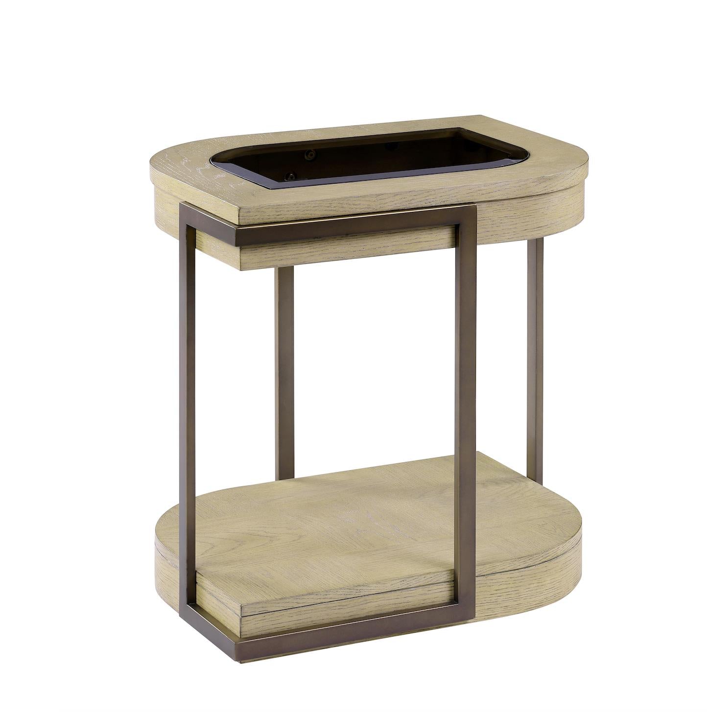 Rio Vista Chairside Table. Muted Earth Tones and Clay Finish