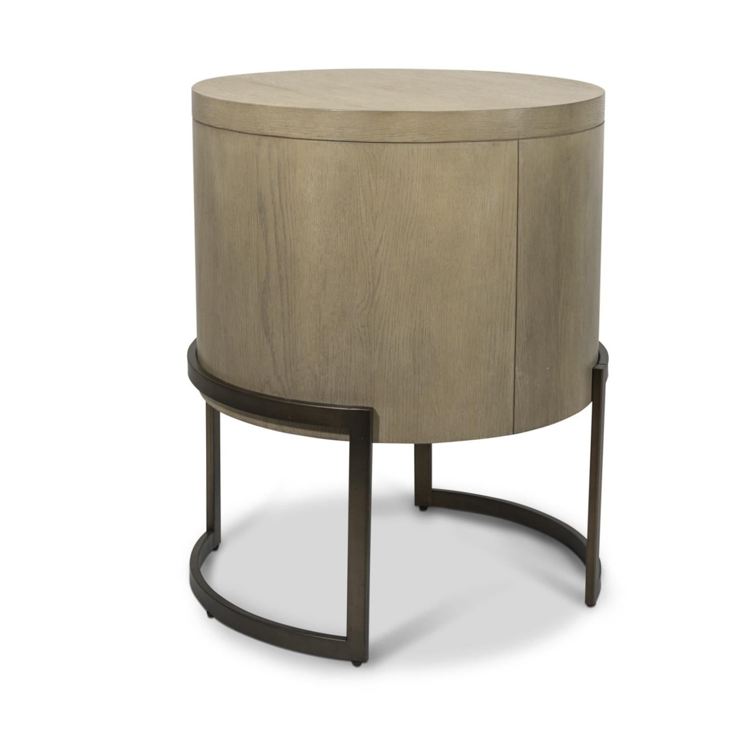 Rio Vista Woven 2 Drawer Round Accent Nightstand. Muted Earth Tones and Clay Finish