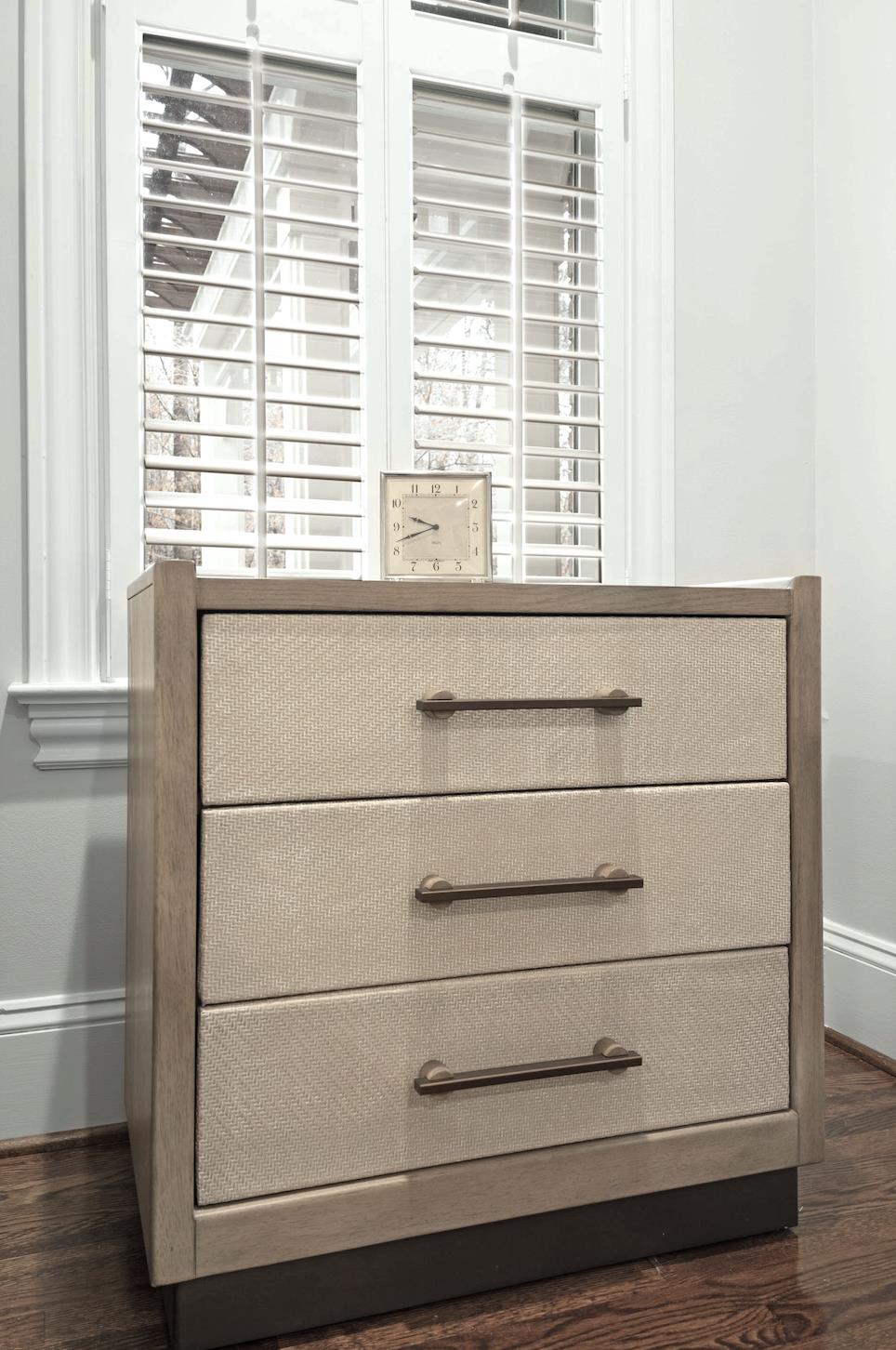 Rio Vista Woven 3 Drawer Nightstand w/ Power and USB A + C. Muted Earth Tones and Clay Finish