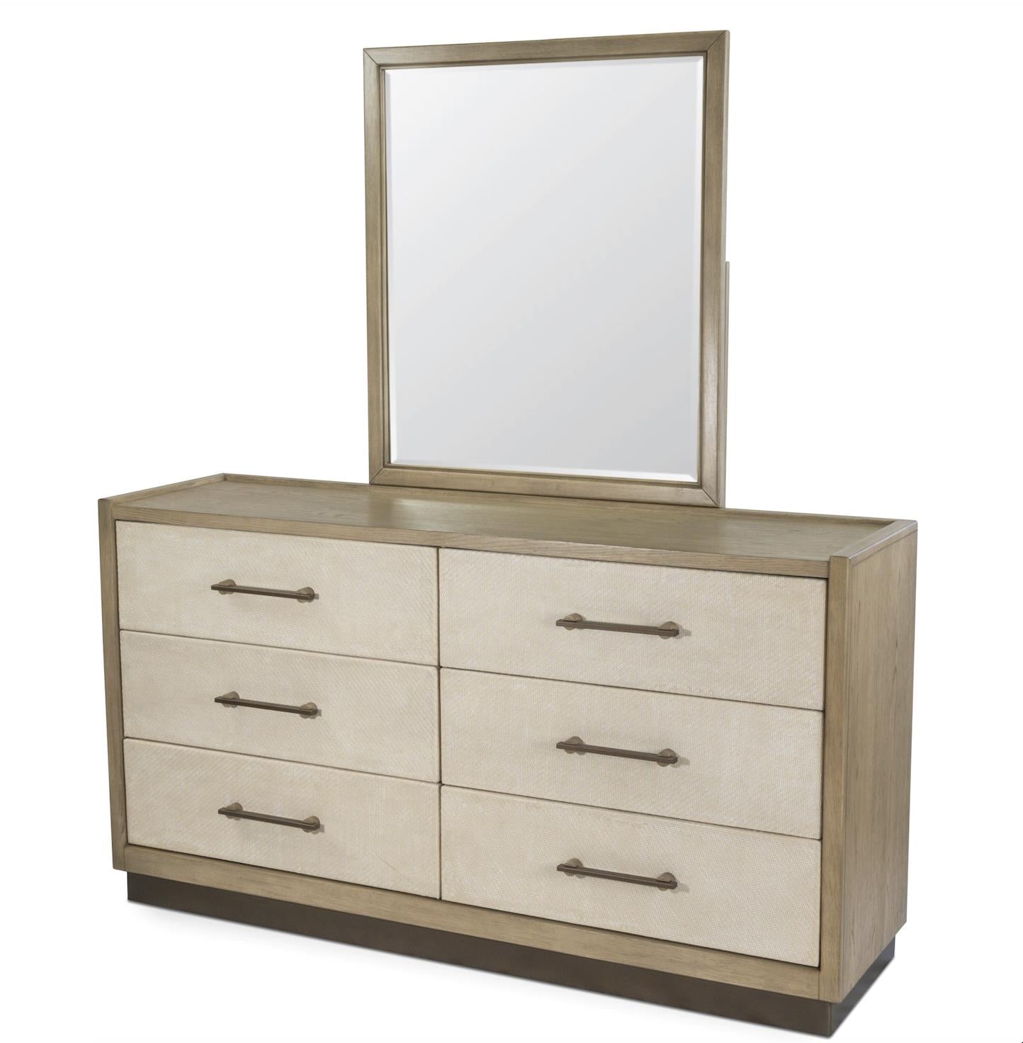 Rio Vista Woven 6 Drawer Dresser. Muted Earth Tones and Clay Finish
