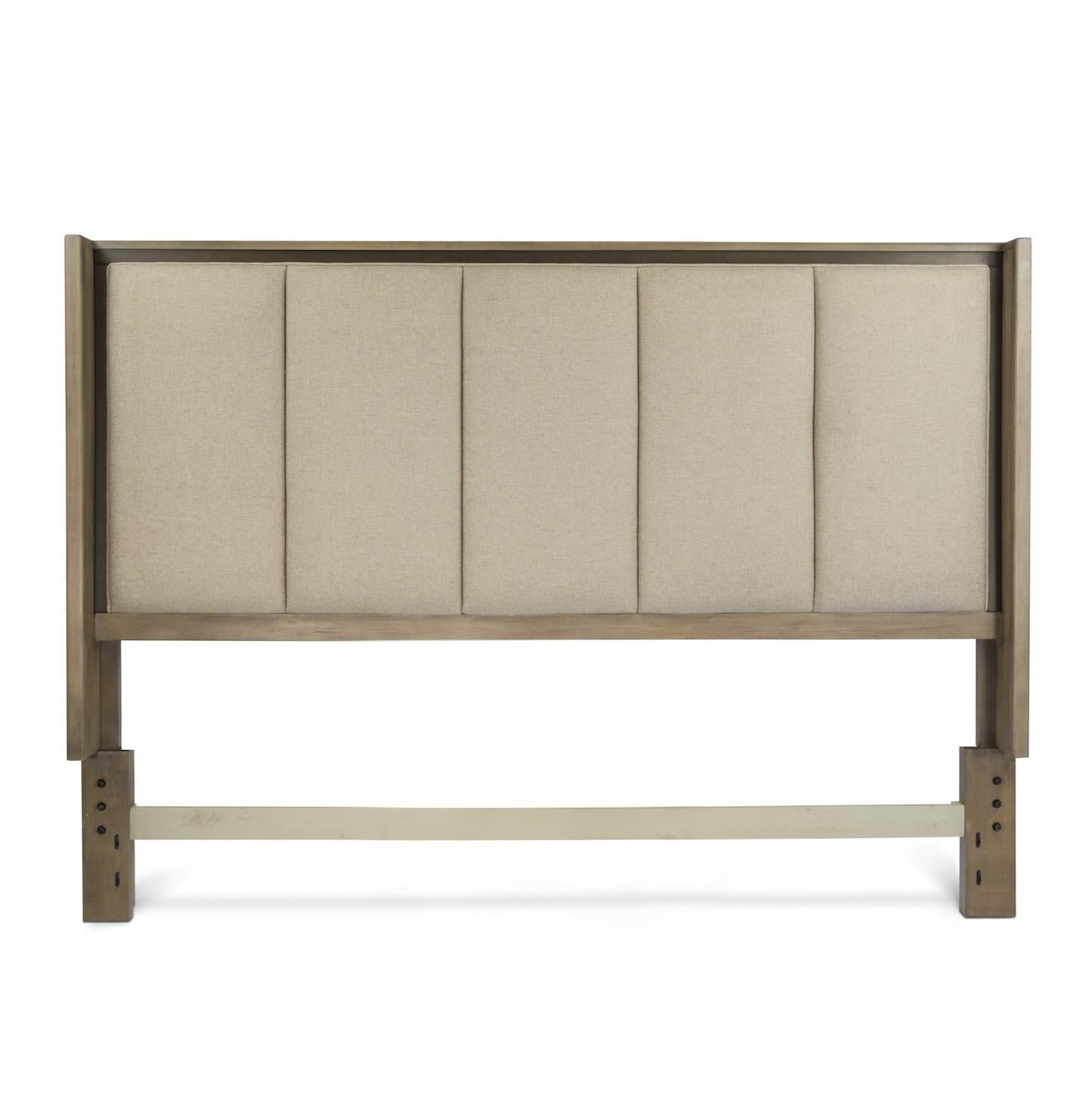 Rio Vista Upholstered King Headboard. Muted Earth Tones and Clay Finish