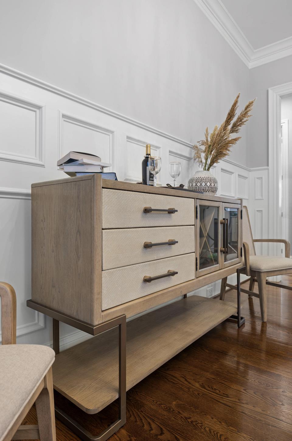 Rio Vista 61" Credenza w/ reversible panels. Muted Earth Tones and Clay Finish