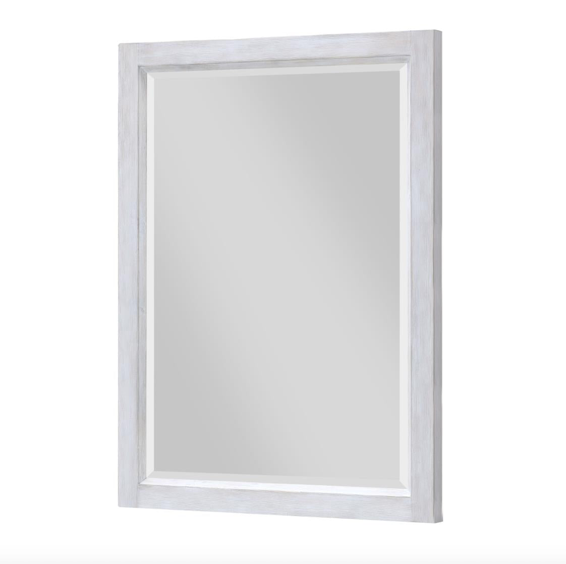 Geneva Rectangular Mirror. Distressed White Finish