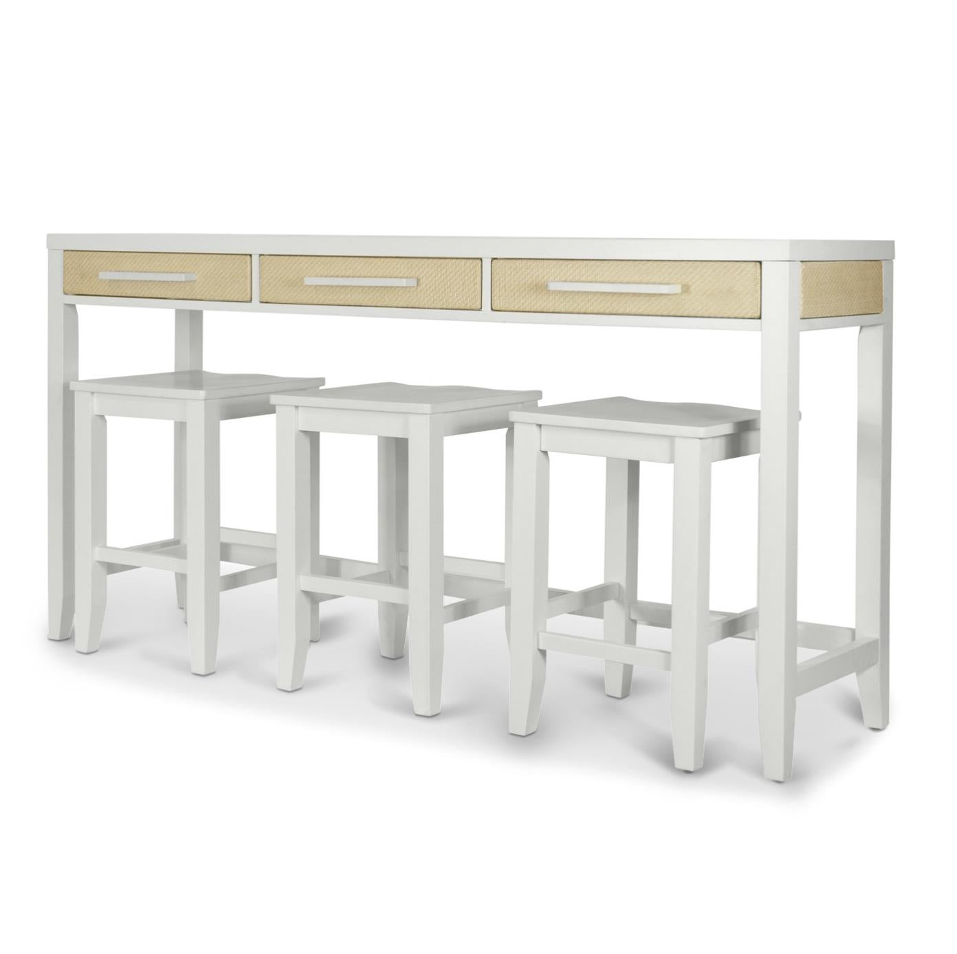 Miramar 3-Drawer Console w/ Power. Sand and Stark White Finish