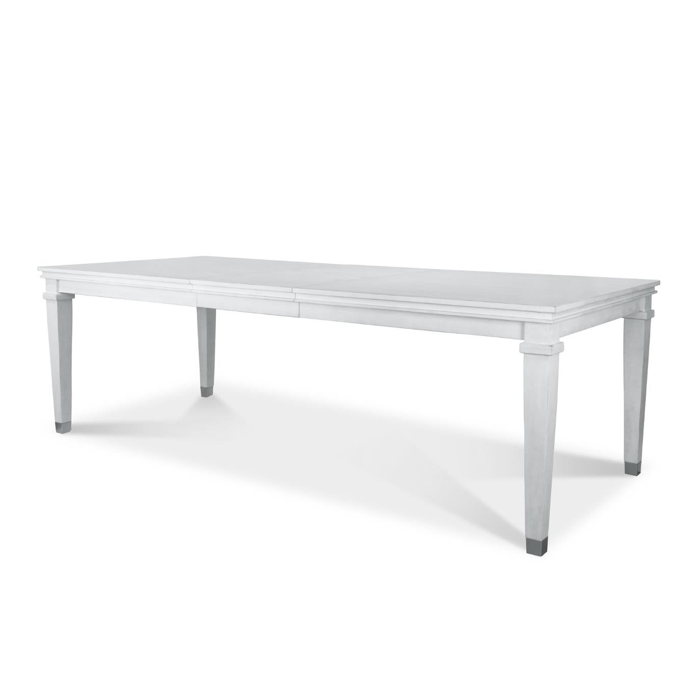 Point Breeze Leg Table w/ Self Storing Leaf (76"-96"). Fresh White Finish