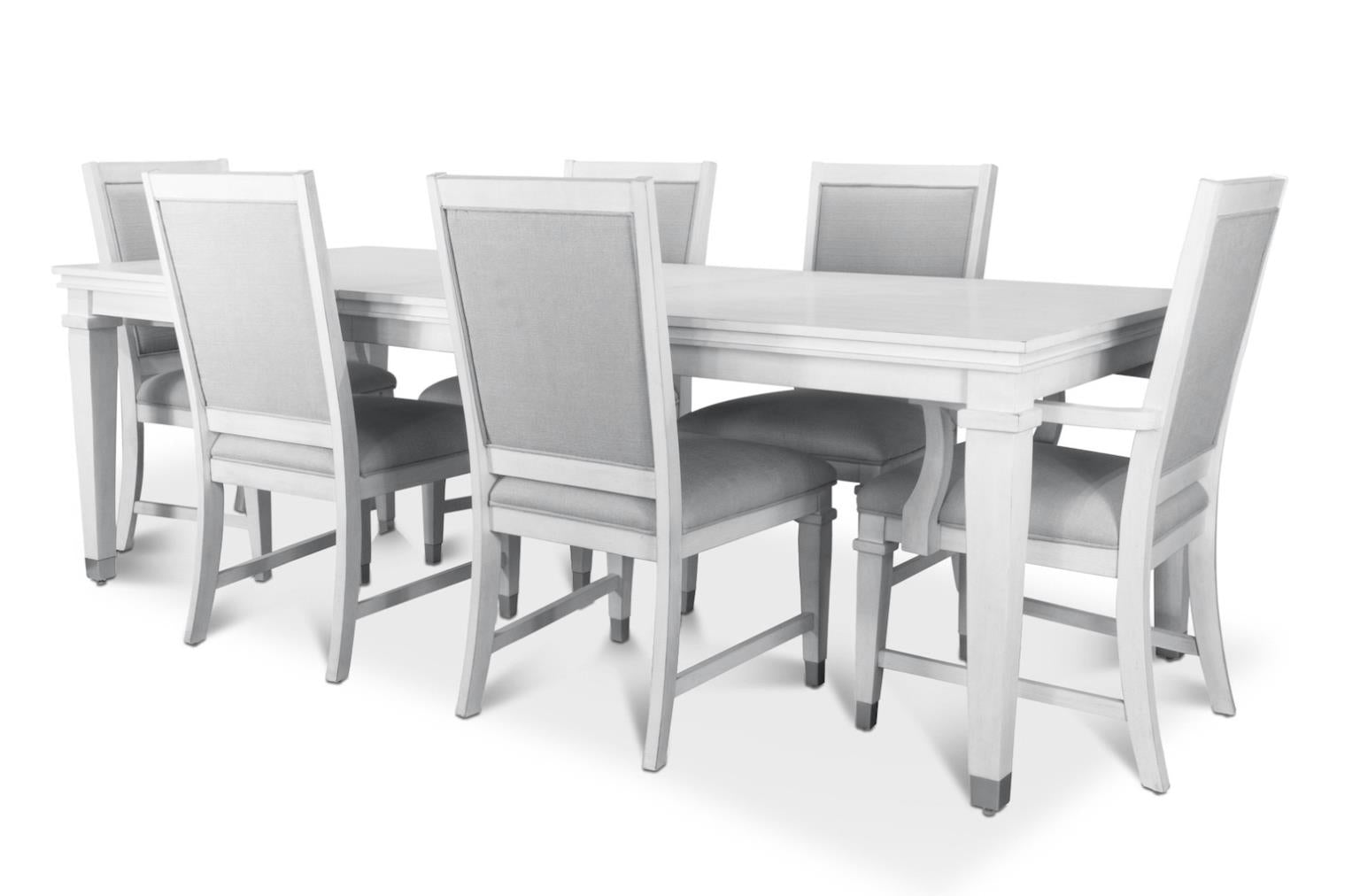 Point Breeze Leg Table w/ Self Storing Leaf (76"-96"). Fresh White Finish