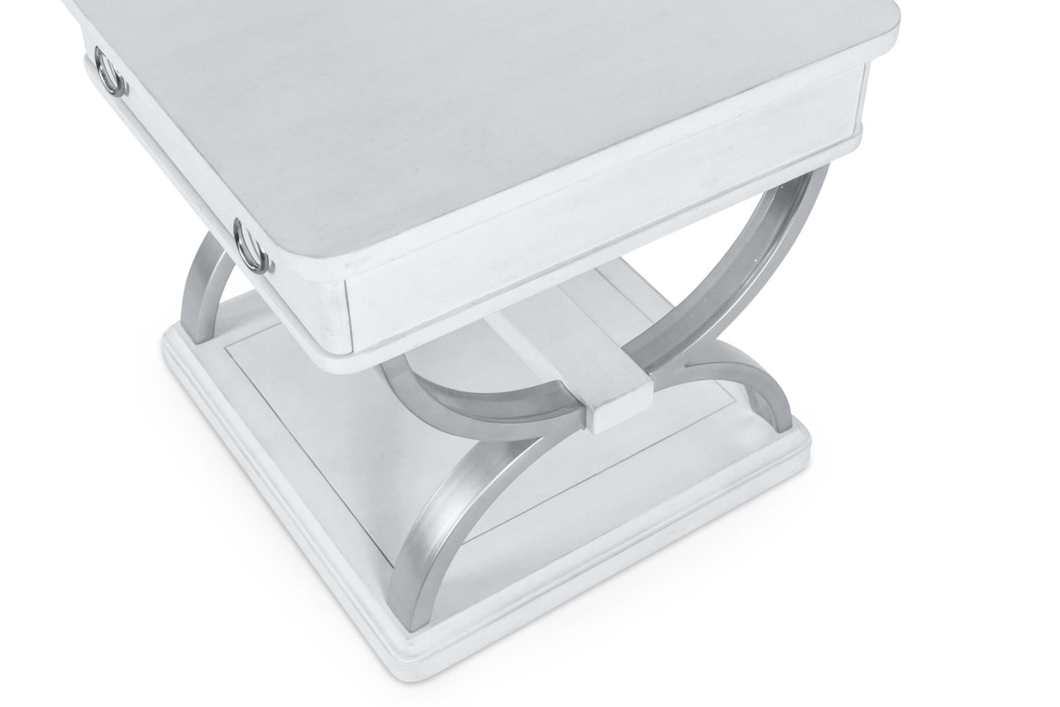 Point Breeze 1-Drawer End Table w/ Metal. Fresh White Finish