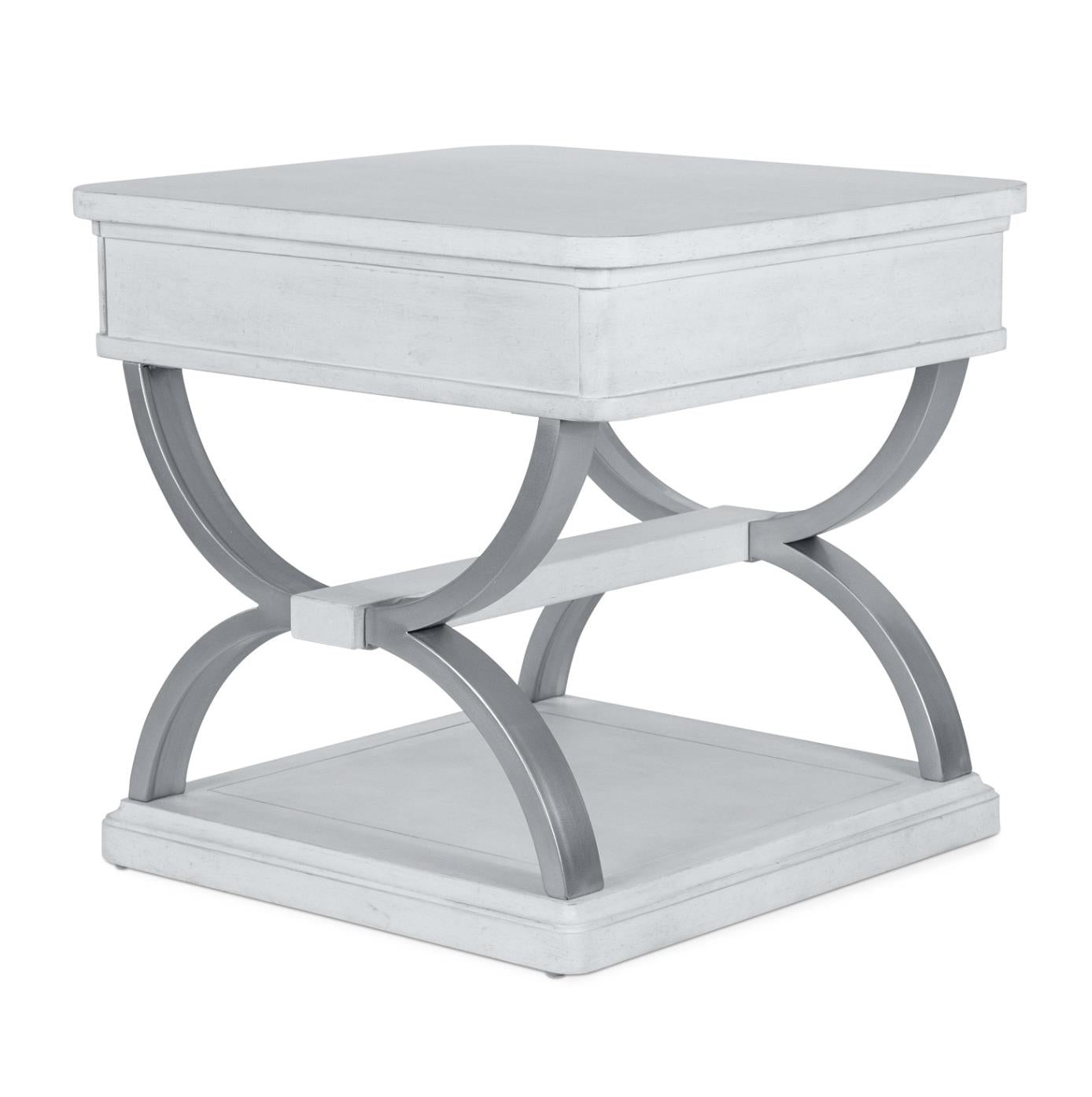 Point Breeze 1-Drawer End Table w/ Metal. Fresh White Finish