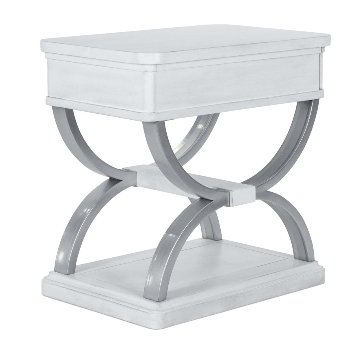 Point Breeze 1-Drawer Chairside Table w/ Metal. Fresh White Finish