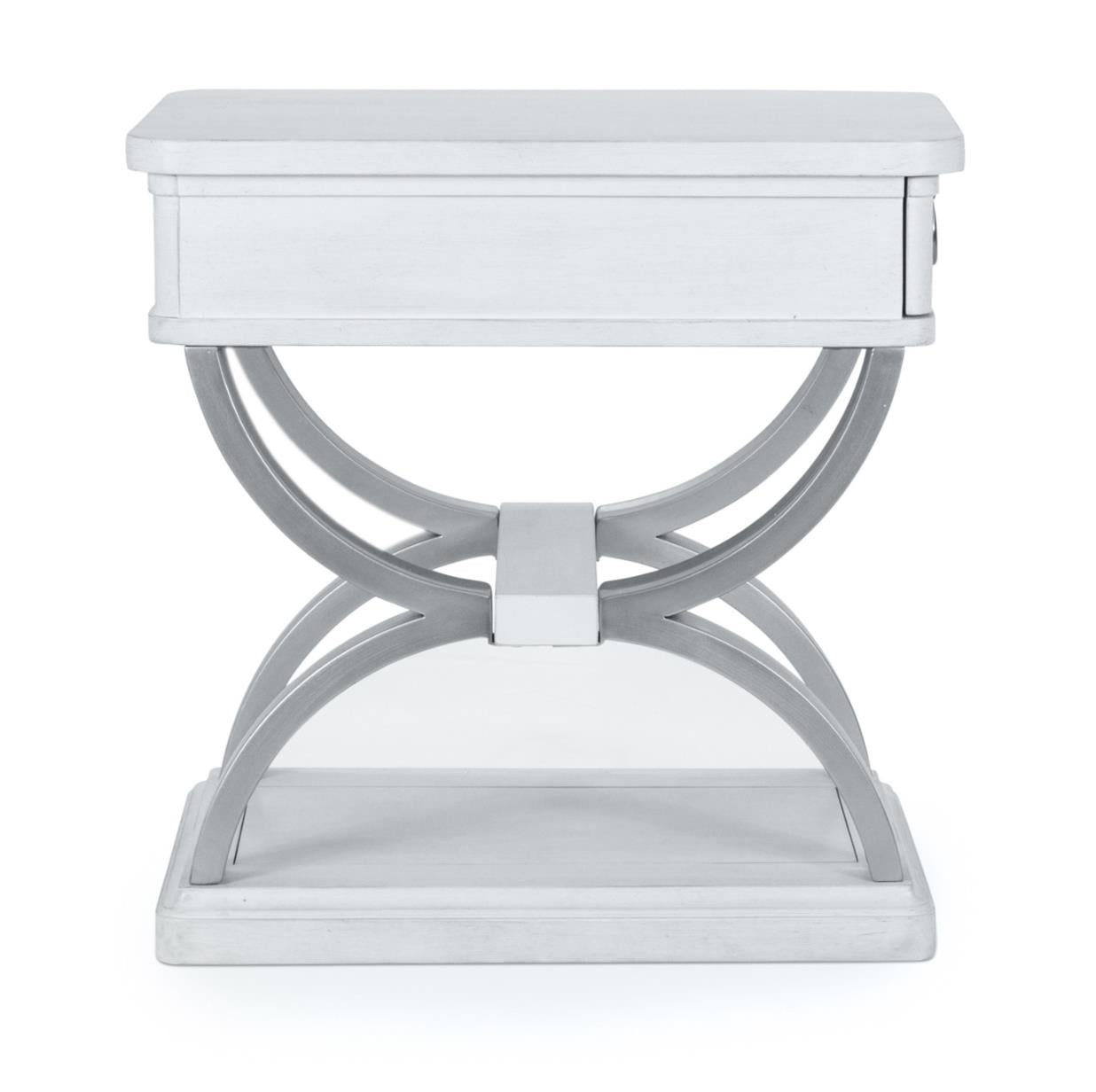 Point Breeze 1-Drawer Chairside Table w/ Metal. Fresh White Finish
