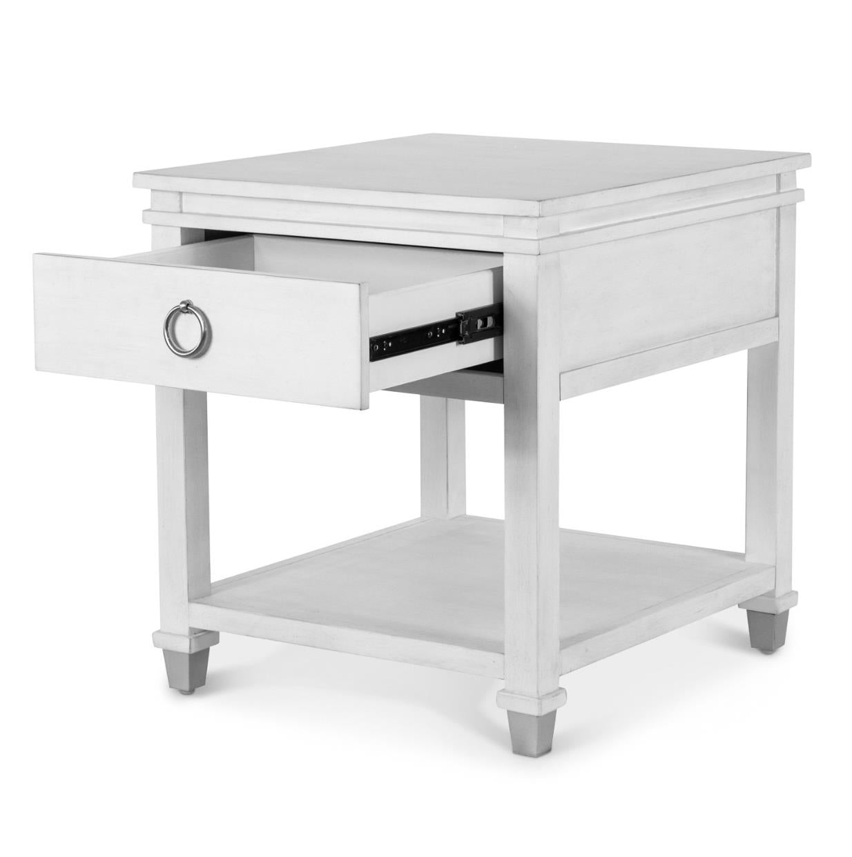 Point Breeze 1-Drawer End Table. Fresh White Finish