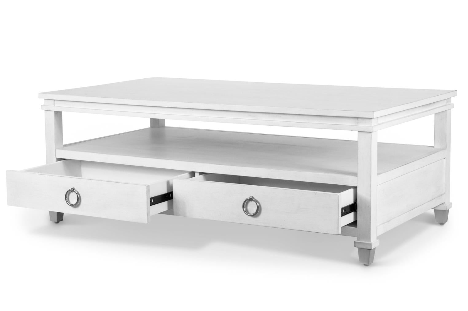 Point Breeze 2-Drawer Cocktail Table. Fresh White Finish