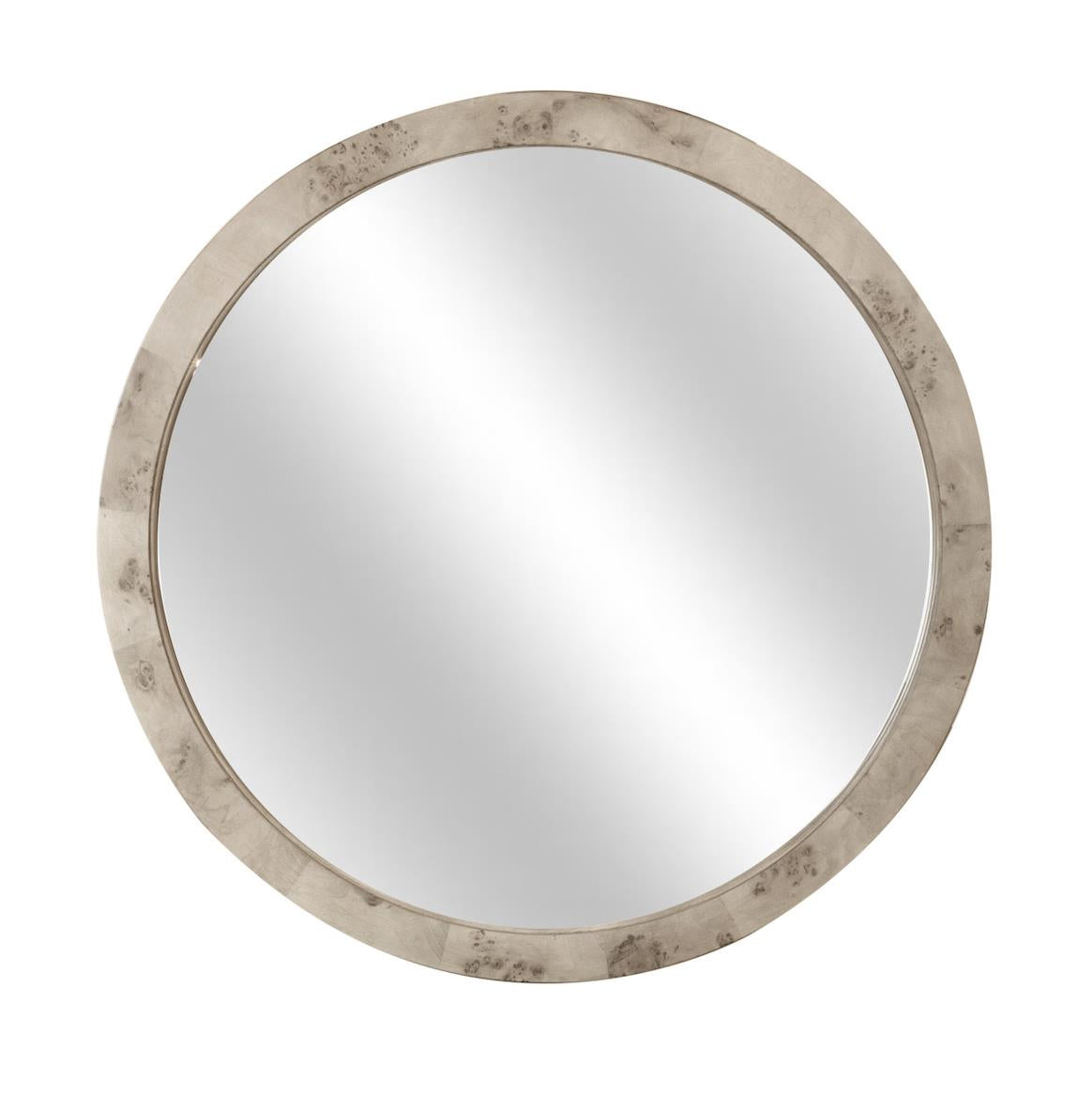 Manhattan Valley Round Mirror. Mappa Burl Light Finish
