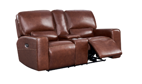Broadway Leather Reclining Loveseat with Console