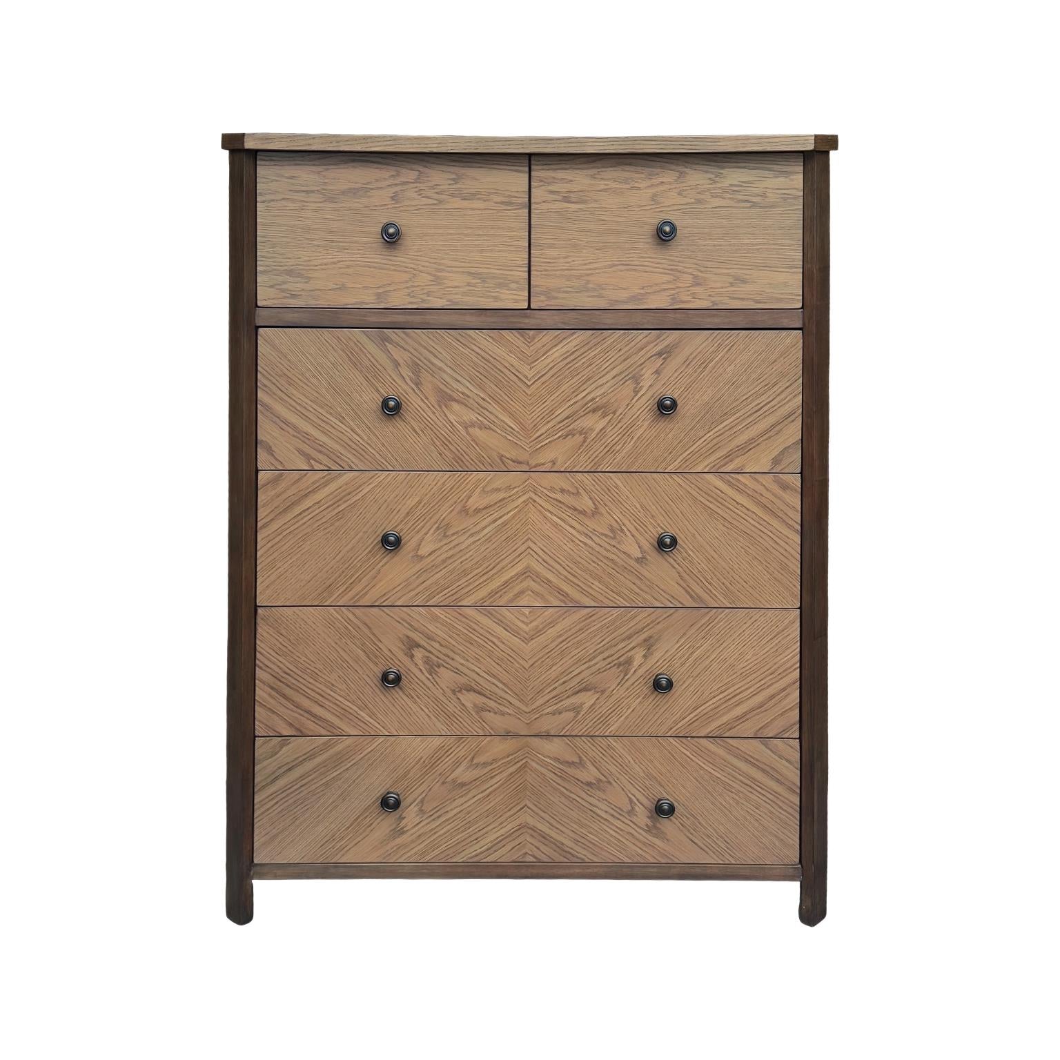 Sun Haven 6-Drawer Chest. Oak and Walnut Finish