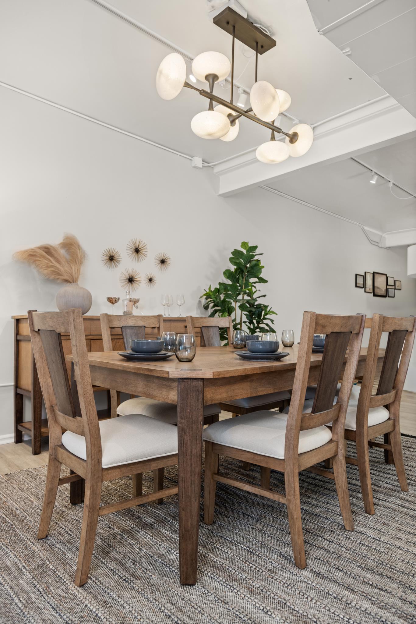 Sun Haven Rectangular Dining Table w/ Self Storing Leaf (78"-96"). Oak and Walnut Finish