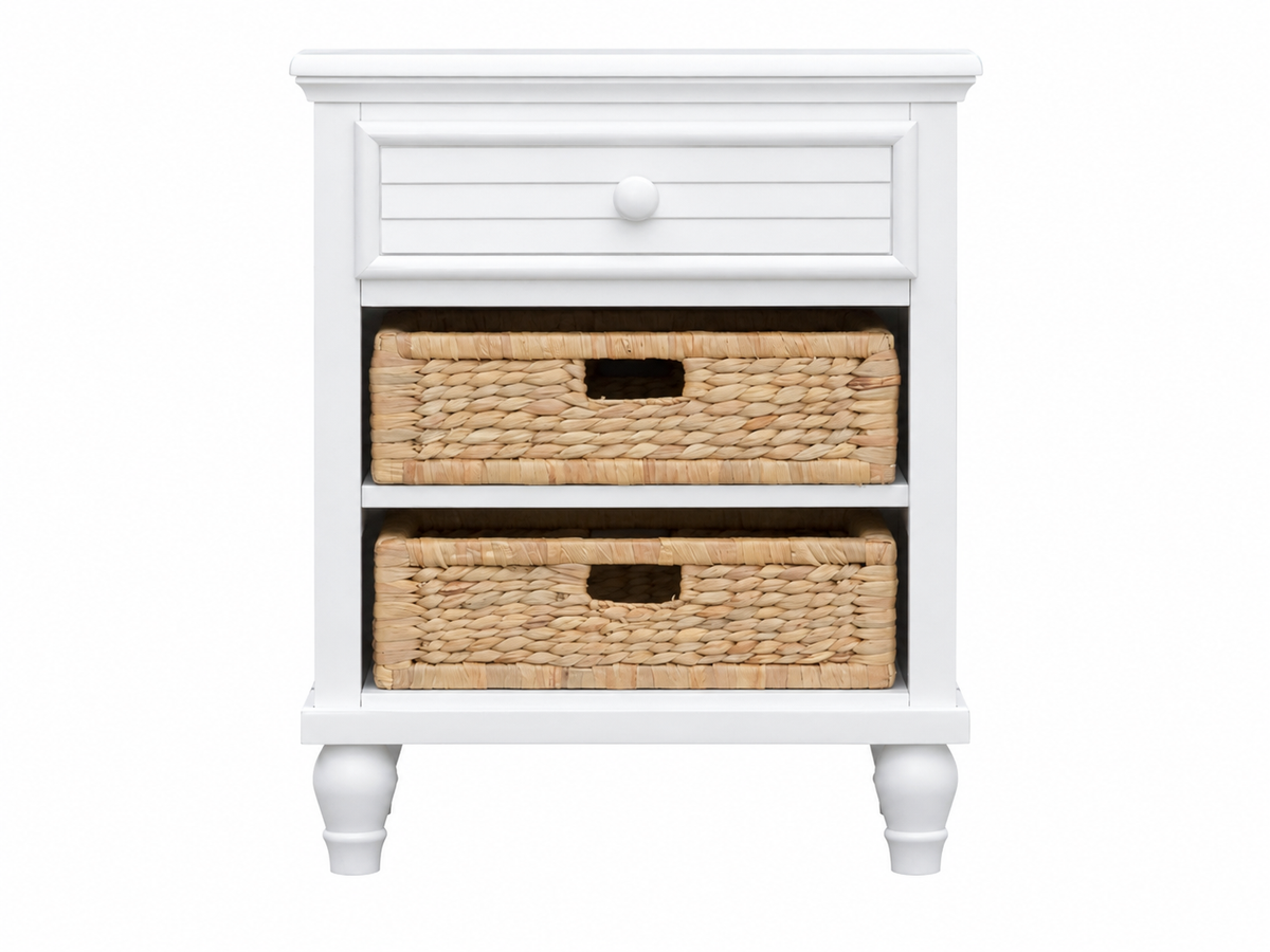 Sunset Basket Nightstand (White)